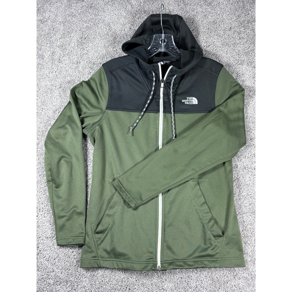 The North Face Womens Full Zip Hoodie Green Black Jacket Medium